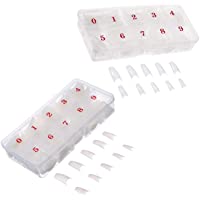 Los mejores  - JZK 500 Piezas claro + 500 piezas naturales- francesa falso acrílico consejos de uñas tamaños surtidos para uñas de gel…